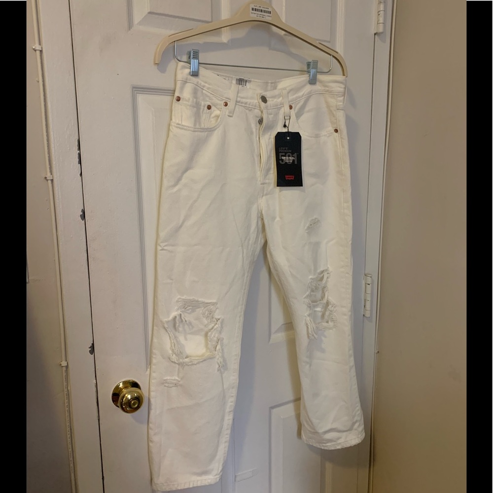 Levi’s Premium 501 Original Cropped White Jeans